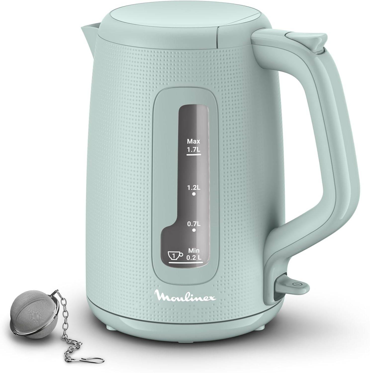 Moulinex Morning, Electric Kettle, 1.7 L, 1 Cup Indicator, Anti-Limescale Filter, Tea Infuser Included, Easy Filling and Cleaning, Auto Stop, Elegant Design, Eucalyptus, BY2M1310