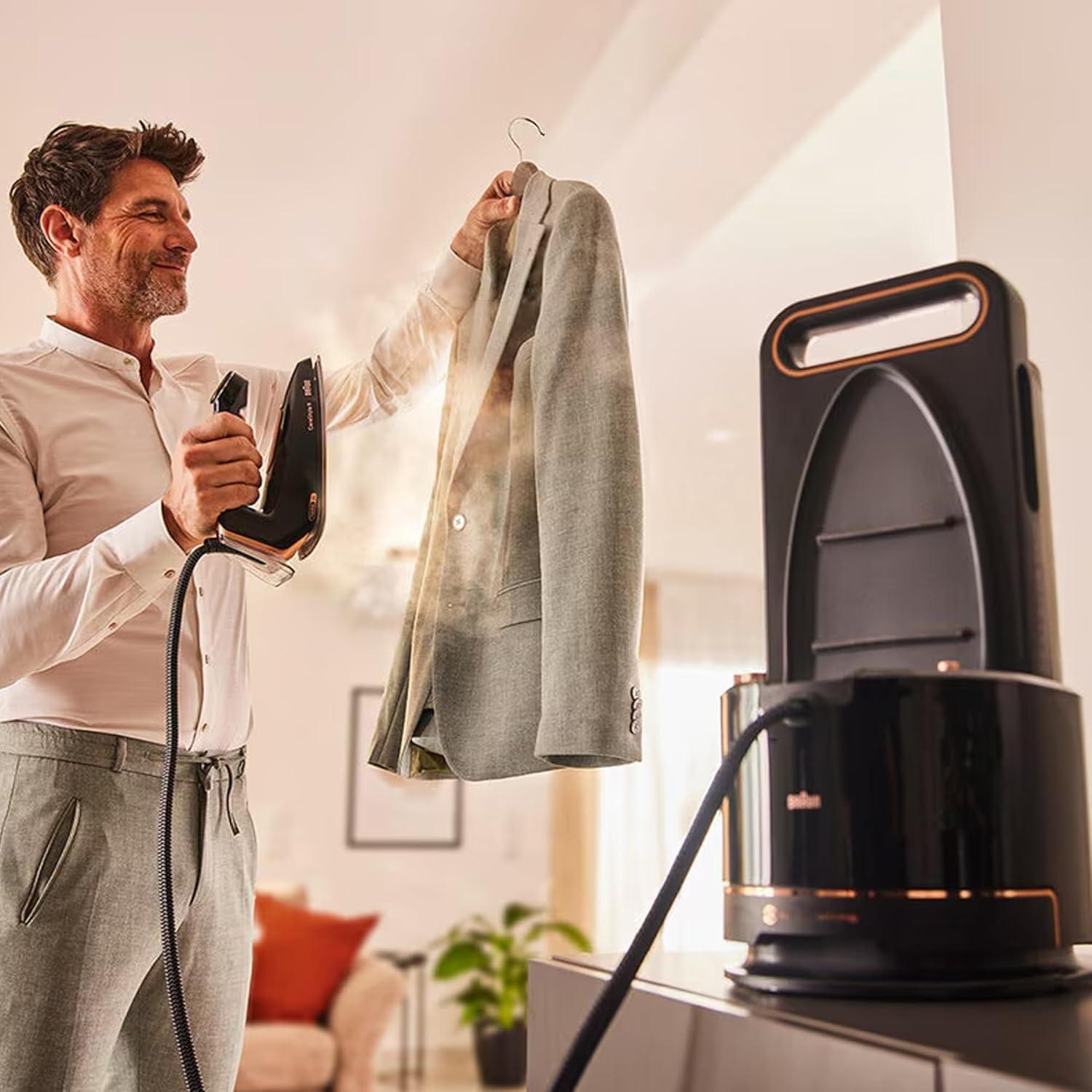 Braun CareStyle 9 Steam Generator iron with FreeGlide 3D Technology, Smart iCare Mode, Vertical Ironing, 2L Water Tank, Eco Mode, iMode OLED, Auto Clean, Auto-Off, 2700 Watts IS 9090 Black