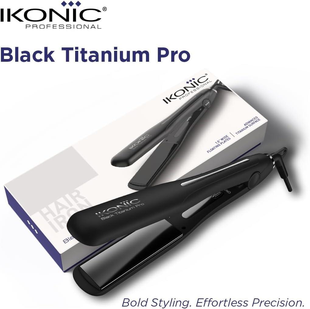 Ikonic Hair Straightener Black Titanium Pro – Dual Titanium Plates – Black