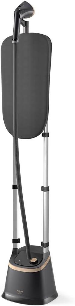 Versuni Philips EasyTouch Stand Steamer 2000W 40 g/min Continuous Steam, 3 Steam Settings, 2L Water Tank, Easy Rinse Descaling, Large Steam Plate, Black (STE3170/80)