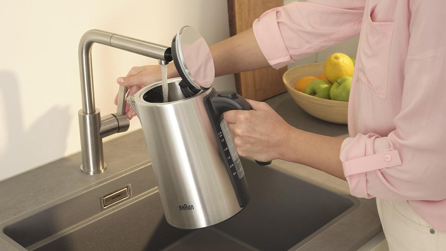 Braun Identity Collection WK5200BK Electric Kettle Stainless Steel Capacity 1.7 L 2200 W 360° Rotating Base Water Level Indicator Cord Winding Automatic