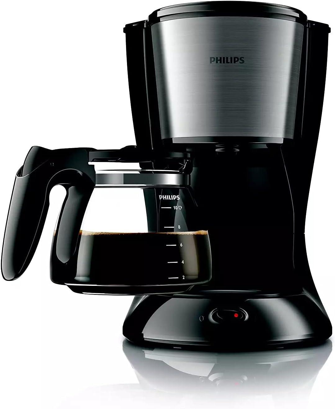 Philips Drip Coffee Maker - 1.2L, Up to 15 Cups, Glass Jug, Auto Off Function, Silver/Black - HD7462